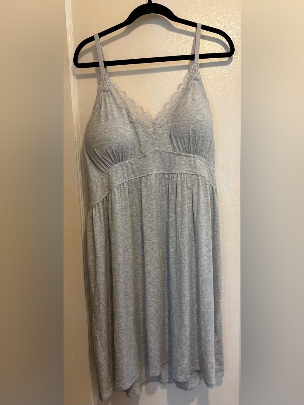 Knix Lace Trim Wireless Nightgown Modal Gray Sleep Dress Size 4X XXXXL